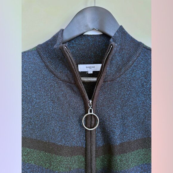 Suncoo Navy, Green and Black Sparkly Zip-Up - Picture 2 of 6